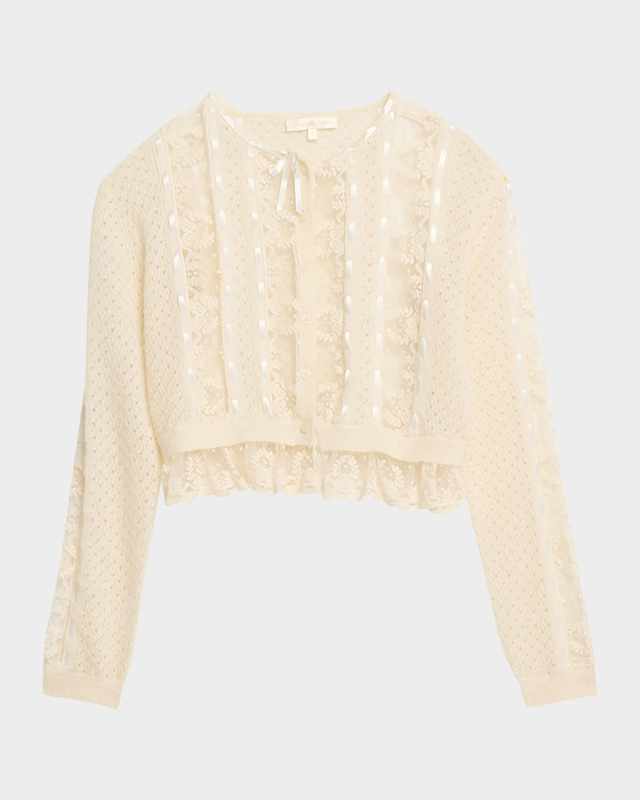 Reneley Lace-Trim Cropped Cardigan